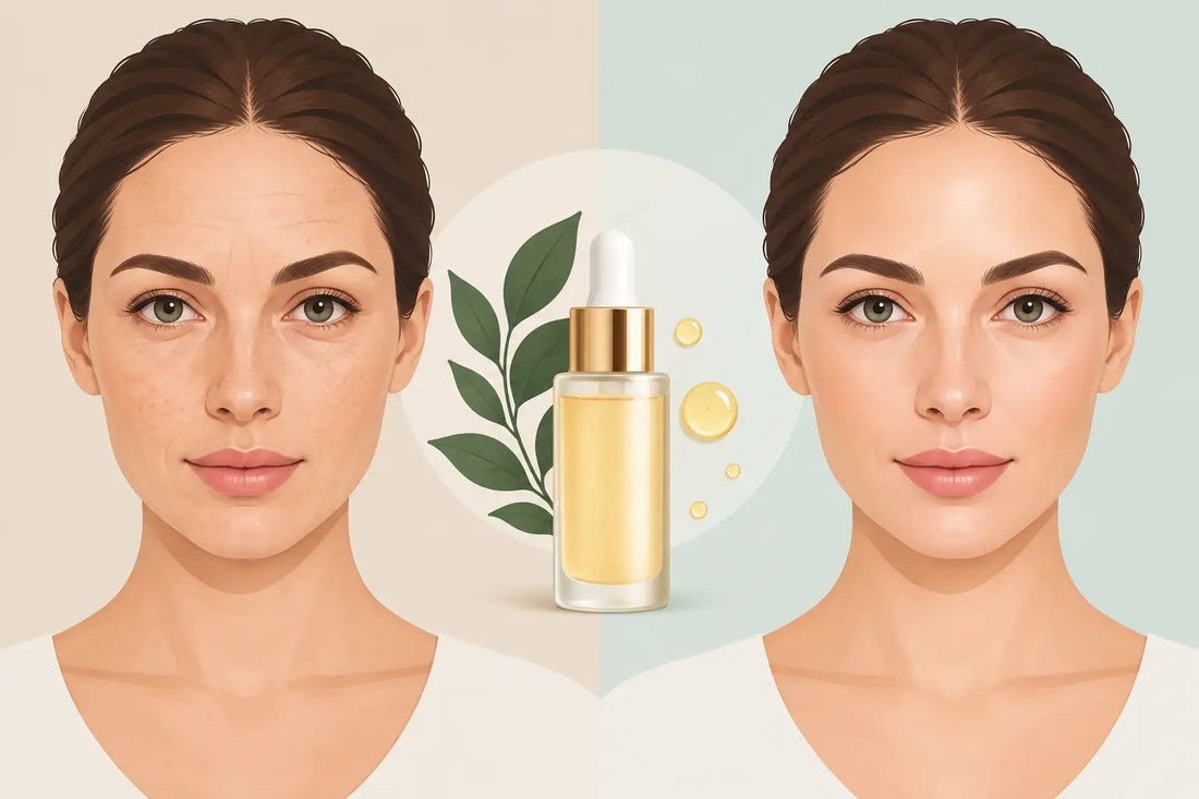 Före efter retinol serum och verkliga resultat