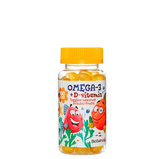 BioSalma Omega-3 + D-vitamin Tuggisar Barn 100 st