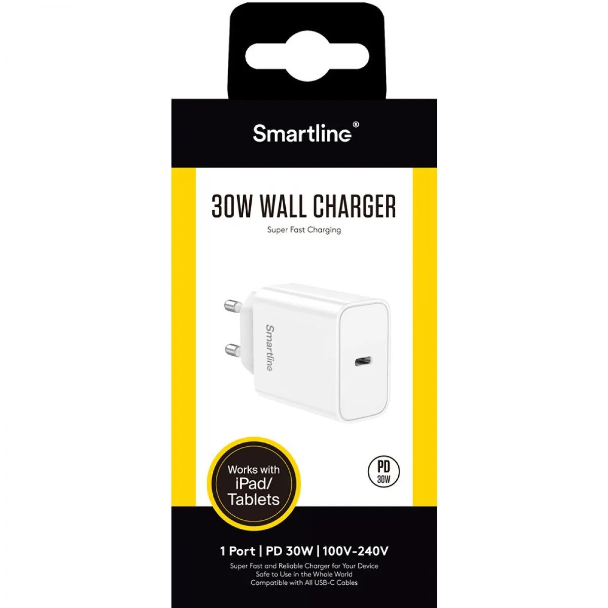 Smartline Wall Charger USB-C 30W PD Vit