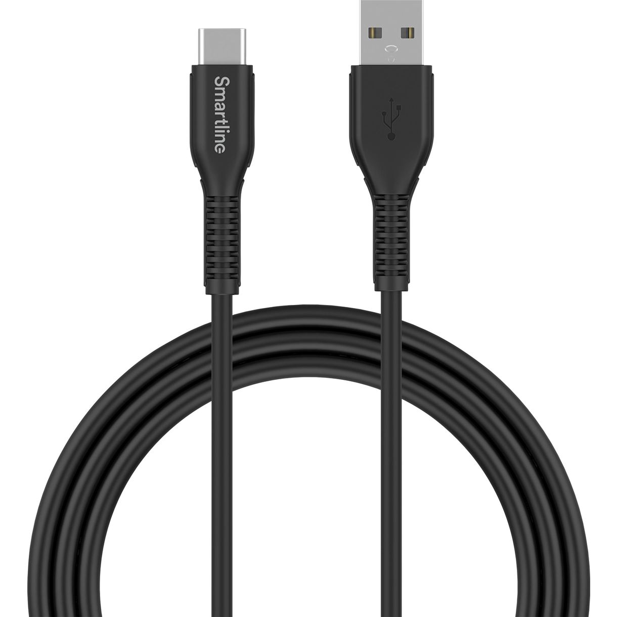Smartline 2m USB-C Nylon Laddningskabel Svart